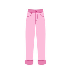 Pink jeans. Element of a spring summer look. Vector illustration.