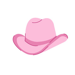 Pink cowboy hat. Cowgirl wild west elements groove style. Vector illustration