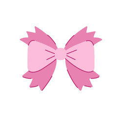 Cute pink bow hair clip. Hair accessories. Vector illustration.