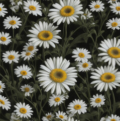 Fototapeta premium Watercolor bouquet of daisy flowers pattern. cute wallpaper design. Generative ai