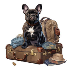 animal, isolated, travel, french bulldog, puppy, dog, adorable, png, cute, bulldog, pet, french,...