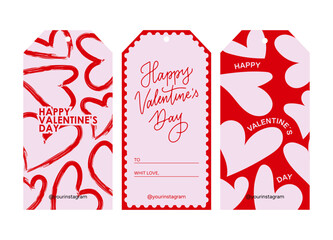 Diseño de plantillas de tarjetas/etiquetas de San Valentín para regalo o packaging de productos. Ilustración vectorial. 