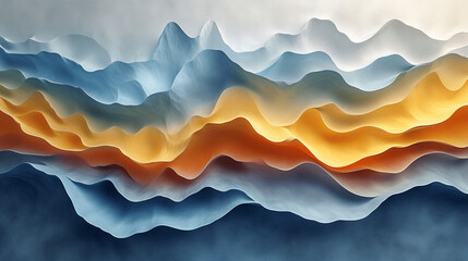 Abstract Wavy Layers in Warm and Cool Tones