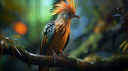 Capturing the Elegance of a Hoatzin Perched on a Branch - AI-Generative