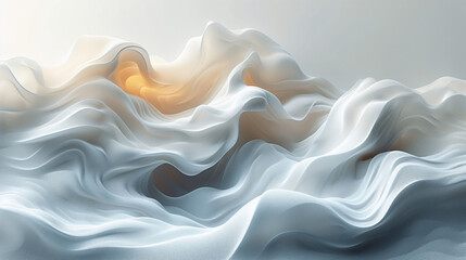 Obraz premium Serene Blue and Cream Wave Abstract