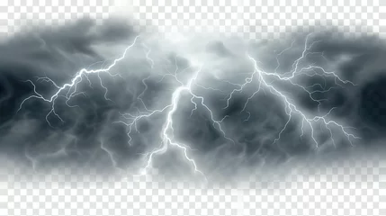 Foto op Plexiglas Lightning Strike and Thunder Clipart PNG isolated on Transparent Background © Jennifer