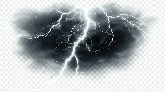 Lightning Strike and Thunder Clipart PNG isolated on Transparent Background