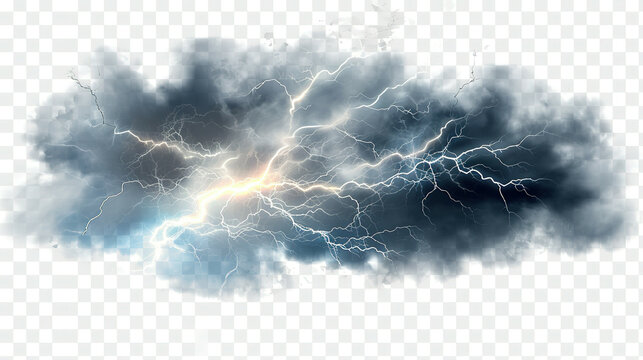 Lightning Strike And Thunder Clipart PNG Isolated On Transparent Background