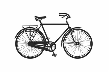 A sleek and versatile hybrid bicycle, with a classic black and white silhouette, is ready to take on the open road with its sturdy frame, smooth tires, and efficient groupset