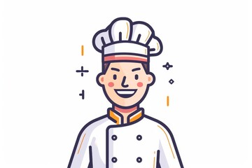 An artistic sketch of a lively chef, his human face beaming with passion as he expertly crafts a delicious meal in this charming cartoon illustration