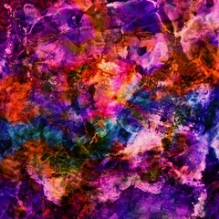 Vibrant, colorful and fluid abstract paint texture background in a modern and contemporary style with shades of purple, magenta, pink, blue, cyan