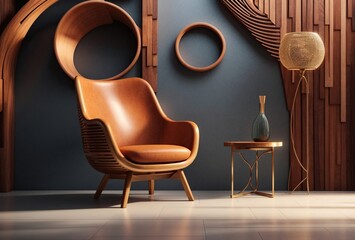 Leather Chair inside Modern Living Room, using Generative ai