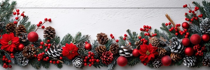 Border Of Christmas Tree Branches Pine Cones, Background Image, Background For Banner, HD