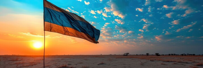 Botswana National Flag Waving Beautiful Sky, Background Image, Background For Banner, HD