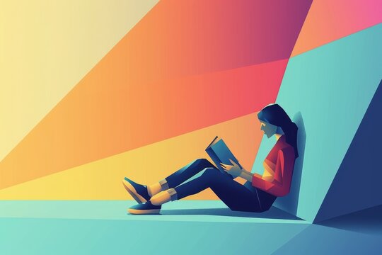 A woman fully immersed in her book, adorned with elegant clothing and stylish footwear, exuding a sense of art and passion for literature