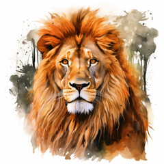 Lion head watercolor illustration design for poster and sublimation print