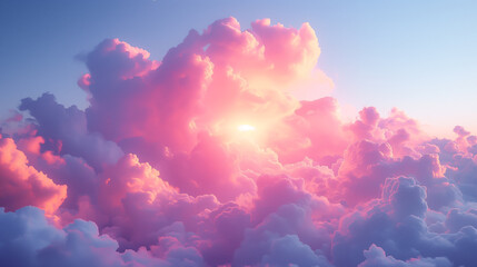 Beautiful blue sky and white cumulus clouds abstract background. Cloudscape background. Blue sky and fluffy white clouds on sunny days. Pink sunset sky and daylight. World Ozone Day. Summer sky - obrazy, fototapety, plakaty