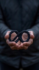 Infinity symbol made with intertwined hands or other creative representation, valentine’s day vibes, background image, generative AI