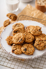 Healthy breakfast cookies with oats and dry cranberry
