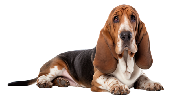 Basset Hound dog isolated on a transparent background