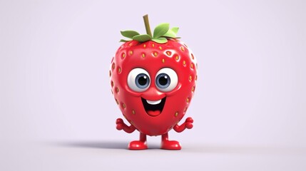 A cute cartoon strawberry fruits character Ai Generative