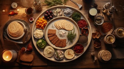 Plate of Crackers and Crackers on Table - Delicious Snack in Wooden Setting, Passover