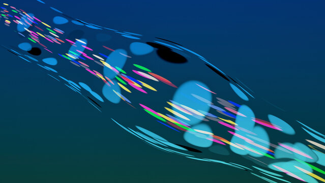 Abstract drawing.
An empty transparent cavity through which particles pass.
It looks like blood cells flowing through the veins.