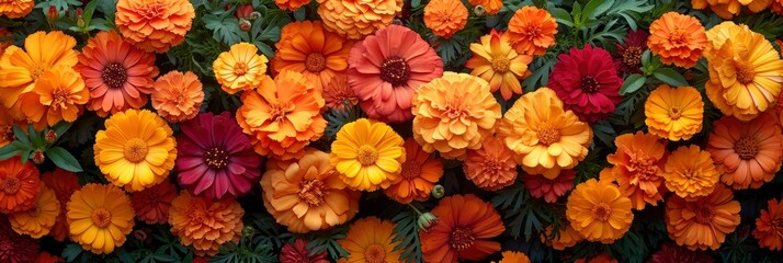 Marigold Flowers Texture Holiday Decoration Orange, Background Image, Background For Banner, HD