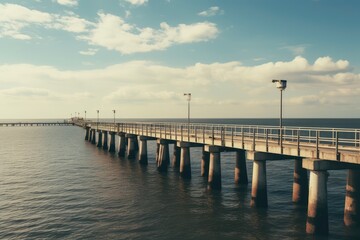 Obraz premium A Majestic Bridge Stretching Across a Vast Clearwater Lake