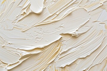 Close-up of white paint strokes and textures on a surface. - obrazy, fototapety, plakaty