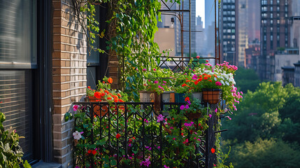 Fototapeta na wymiar Exuberantes videiras verdes sobem pelas paredes de uma varanda urbana pitoresca suas delicadas folhas balançando na suave brisa