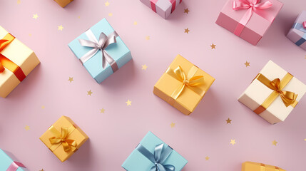 Gift background with copy space for Christmas gifts, holiday or birthday