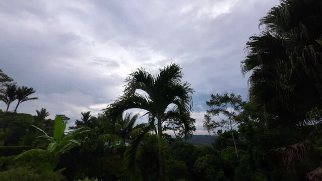 Breathtaking sky spectacle with imposing clouds over the jungle of Costa Rica - time-lapse shot