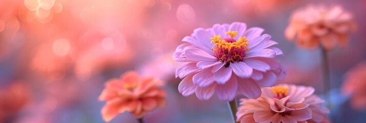 Pink Purple Zinnia Flowers Blooming In The Summer, Background Image, Background For Banner, HD
