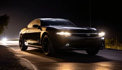 Foto op Plexiglas Luxury expensive car parked on dark background © New2023