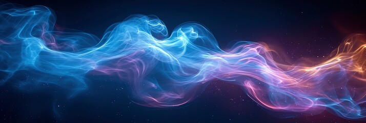 Obraz premium Smoke Wave On Dark Background Blue White Black, Background Image, Background For Banner, HD