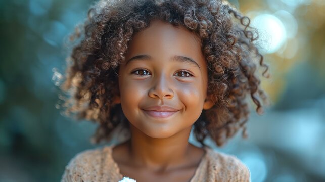 Black Child Smiling With Ice Cream Cone In Hand