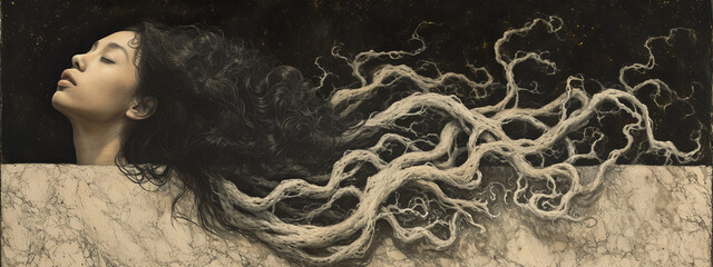 Whispers of the Breeze, An Ethereal Portrait of a Woman With Her Hair Dancing in the Wind