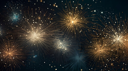 Fototapeta premium Beautiful creative holiday background with fireworks and sparkles