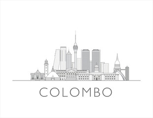 Colombo, Sri Lanka cityscape line art style vector illustration - obrazy, fototapety, plakaty
