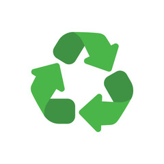 Obraz premium Green recycling sign on white background