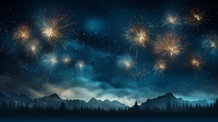 Beautiful creative holiday background with fireworks and sparkles