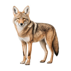 Coyote full body standing, isolated on transparent background