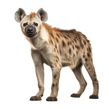 Hyena full body portrait, isolated on transparent background