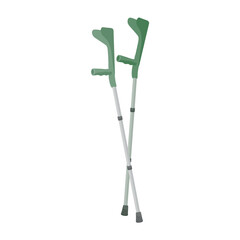 Pair of crutches on white background