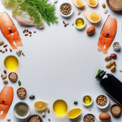 Fototapeta na wymiar fish and vegetable on a white background