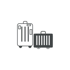 Traveler's suitcases on white background