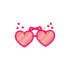 Pink heart shaped sunglasses on white background. Valentine's Day celebration