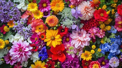 Frame made of different colorful flowers