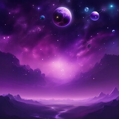 Naklejka na ściany i meble purple sky with stars and moons from other planets